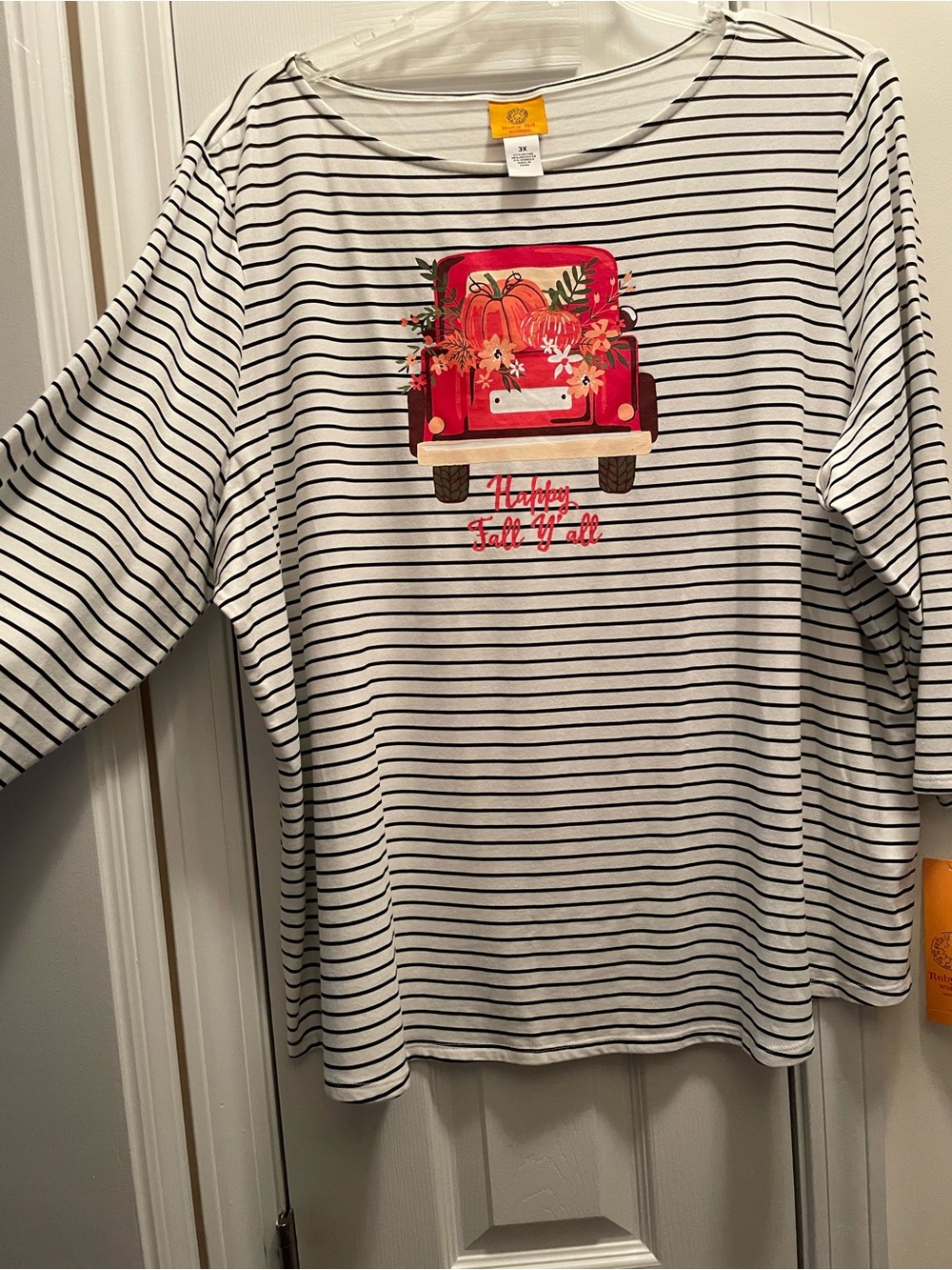 Ruby Rd. Plus NWT Size 3X Striped Top-Happy Fall Y’all Farm Truck Knit Shirt